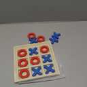 Seenelling Jumbo Wooden Tic Tac Toe Game Dementia Activities for Alzheimers Seniors with Matching and Puzzle Templates XO Chess Board Game for Elderly Engaging Table Decor(Blue, Red)