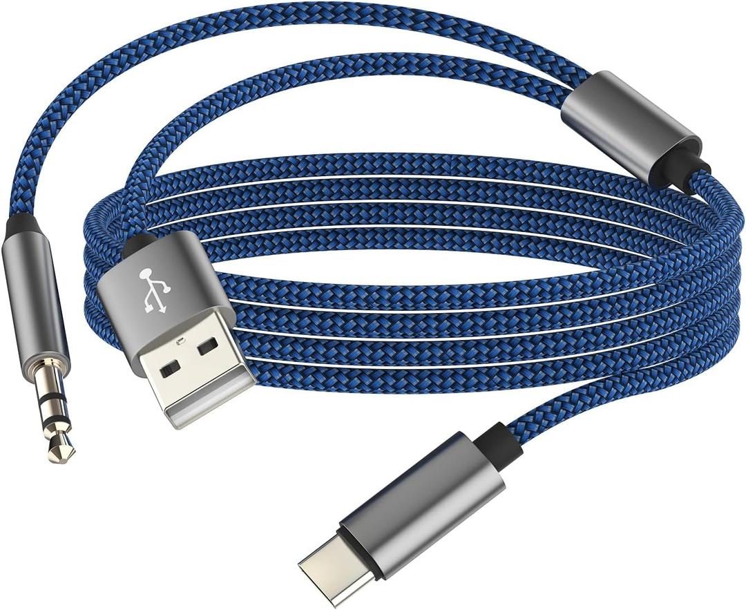 USB C Male to 3.5mm Audio USB Charging Male Cable(2in1) Stereo Sound AUX Cable iPhone 16 15 Pro Max Type C Car Auxiliary Adapter Compatible for Samsung S25 Android Earphone Charger Connector