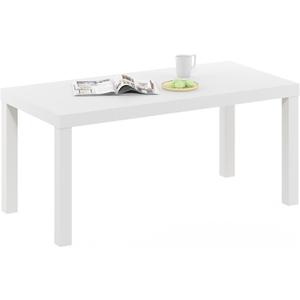 Furinno CLASSIC Coffee Table, Modern Rectangle Coffee Table with 1.8 Inch Thick Tabletop, Side Table for Living Room, Home Office, White
