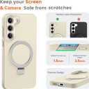 Liquid Silicone Case for Samsung Galaxy S23 with Magnetic Stand, Mil-Grade Drop Shockproof, Full Camera Protection Anti-Scratch Microfiber Lining Silicone Phone case, Beige