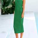 PRETTYGARDEN Summer Dresses for Women Sleeveless Bodycon Dress Textured Back Slit Sexy Cocktail Party Beach Vacation Clothes (Green, M)