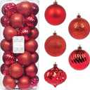 Every Day is Christmas Ornaments, Shatterproof Christmas Tree Ornament Set, Christmas Balls Decoration 35 Count (2.75"/70mm, New Red)