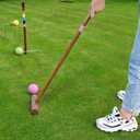 Pointyard 32’’ Six Player Croquet Set, Regulation [Vintage Archaize] Croquet Set with Wooden Mallets/Colored Ball/Wickets/Stakes for Adults/Teenagers/Family-Perfect for Lawn/Backyard Game/Park