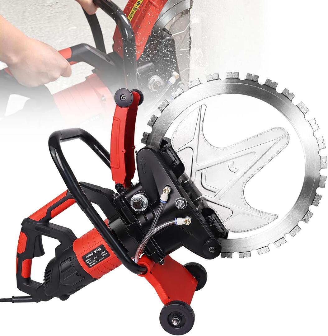 YHK 16" Concrete Ring Saw, 3200W Toroidal Electric Cutting Saw with Water Fed Dust Suppression, Electric Ring Cutter for Concrete, Bricks, Rebar and Marble