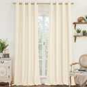 LAMIT Light Beige Linen Curtains for Living Room 84 inch Length 2 Panels, Linen Textured Thermal Insulated Curtains Burlap Privacy Grommet Drapes for Bedroom/Farmhouse, 2 Panels, W52 x L84