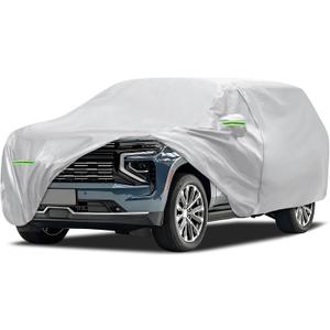 Car Cover Fit for Ford Bronco 4 Door 2021-2026, Migaven Waterproof Full Exterior Cover Sun Rain Protection with Door Zipper and Cotton Lining, Silver