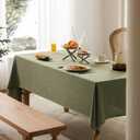 Linen Tablecloth for Rectangle Table, 52x70 Inch Olive, Farmhouse Style Green Tablecloth, Water Resistant Burlap Tablecloths for Dining Table Farmhouse Kitchen