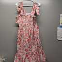 Women's Summer Maxi Dress Boho Spaghetti Straps Casual Long A-line Smocked Beach Dress Square Neck Flowy Sun Dress (Large, Z-floral)