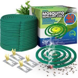 Mosquito Repellent Coils -Mosquito Repellent Outdoor Patio Fresh Scent,Use Reaches Up to 10 feet, Each Mosquito Coils Burns for 5-7 Hours (Contains 40 coils & 4 Stands)