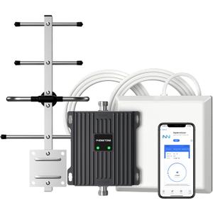 Cell Phone Signal Booster for Verizon and AT&T | Up to 4,500 Sq Ft | Boost 4G LTE 5G Signal on Band 12/13/17 | 65dB Dual Band Cellular Repeater with High Gain Antennas | FCC Approved (Black)