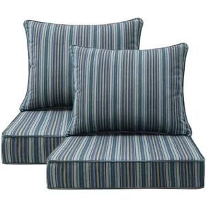 Unimatta Sunbrella Outdoor Patio Chair Cushions Set, 24" x 24", Set of 2, Water-Repellent, Fade Resistant, Deep Seat Cushion for Backyard, Couch, Sofa and Patio Furniture, Troupe Dock