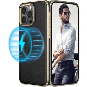 LOHASIC for iPhone 16 Pro Leather Case Compatible with MagSafe, Luxury Soft Magnetic Slim Designer Cover iPhone 16 Pro Phone Case Cover for Men Women, Black