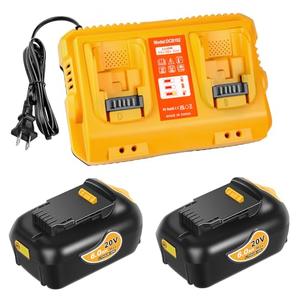 2 Pack 20V 6.0AH Replacement for dewalt Battery and DCB102 Charger - Compatible with 12-20V Batteries，Yellow Charger (6.0AH)