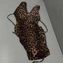 SOLY HUX Women's Leopard Halter Mini Dress Cheetah Print Deep V Neck Draped Sleeveless Ruched Bodycon Party Club Dresses