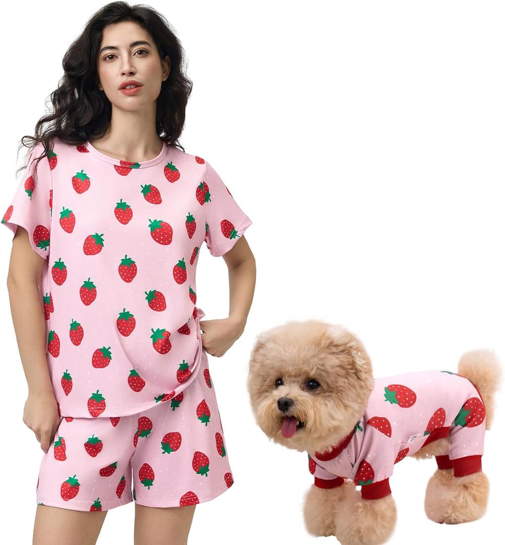 XPUDAC Matching Dog and Owner Clothes Dog Pajamas for Small Medium Dogs Stretchable Pet Onesies, Owner and Doggie Pjs are Sold Separately, S