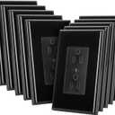 Bates- Duplex Wall Plate, 10 Pack, Black, Electrical Outlet Cover Plates