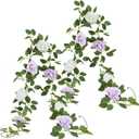 Lavender Artificial Rose Garlands Rose Vines Leaves Banners Hanging Floral Garland Fake Rose Flower Vine for Wedding Arch Ceremony Home Garden Outdoor Party Wall Decorations