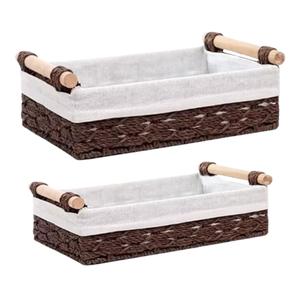 2 Pack Braided Baskets, Paper Rope Storage Baskets, Bathroom