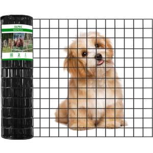 GILPWA Wire Fence, 24 in(H) X 50 ft(L) PVC Coated Welded Wire Fencing 2" X 2" 16GA Garden Border Vinyl Metal Chicken Wire Fencing Mesh Roll for Yard Vegetable Plant Protection Poultry Netting Black