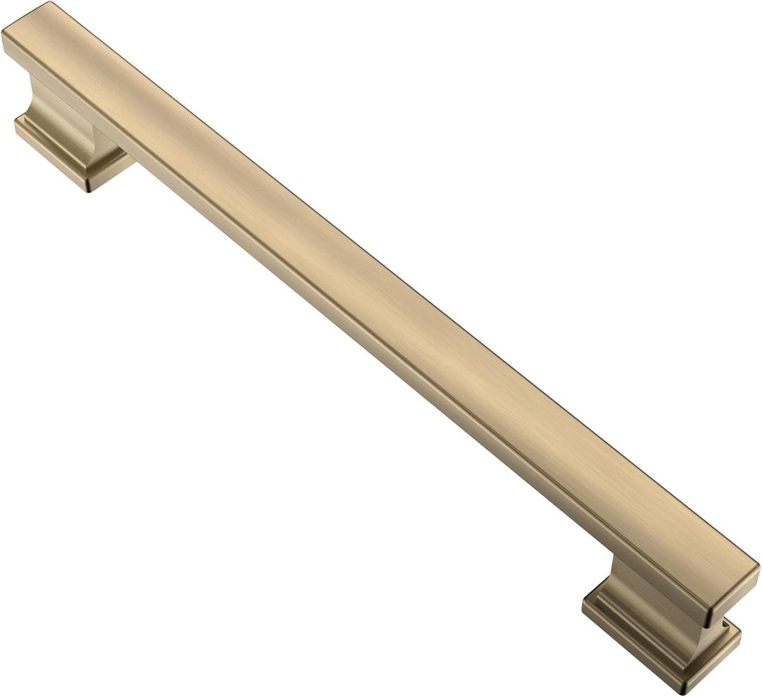 Alzassbg 10 Pack Brushed Antique Brass Cabinet Pulls, 6-1/4 Inch(160mm) Hole Centers Kitchen Cabinet Handles for Cabinets and Drawers AL3061AB