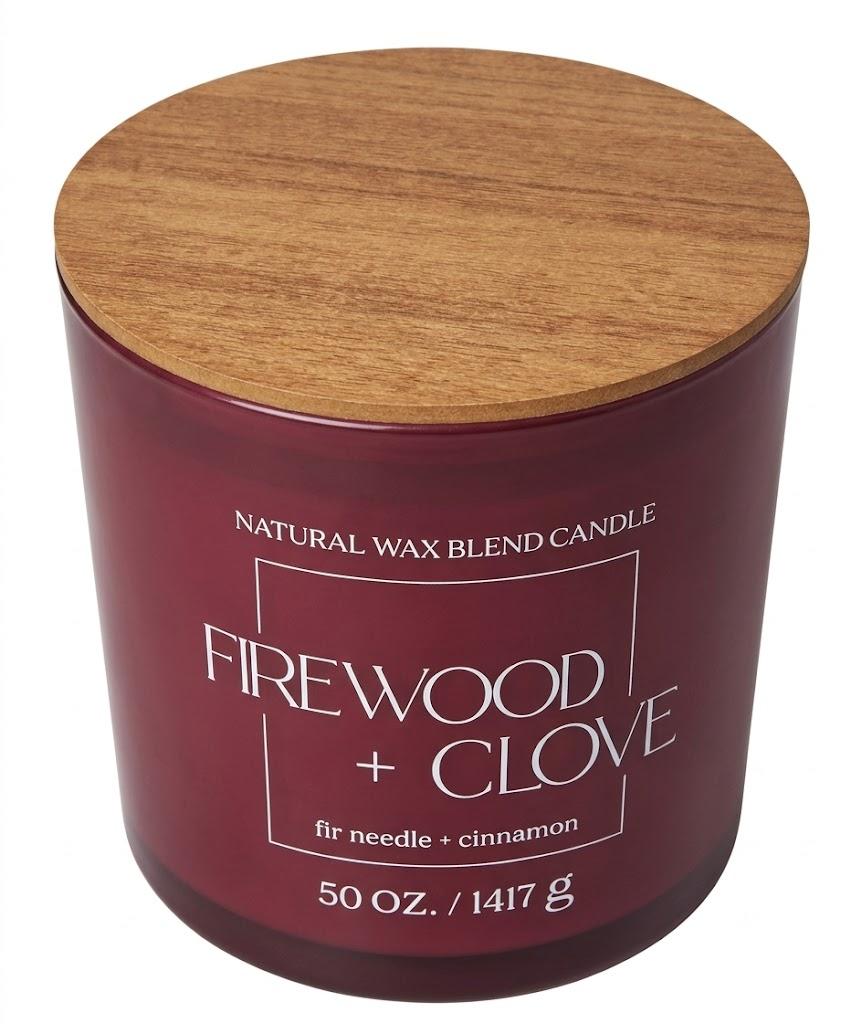 Natural Wax Blend Candle Glass Jar, Firewood + Clove 50 OZ