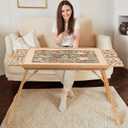 TEAKMAMA 27.6" H Tall 1500 Piece Puzzle Board with Legs, 4 Drawers, 34.1" W x 26.2" D Large Wood Folding Jigsaw Puzzle Table with Cover for Adults, Nature