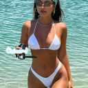 OZICERD String Bikini Tops for Women Bathing Suit Swim Tops Sexy Triangle Bikini Top Black (White, XL)
