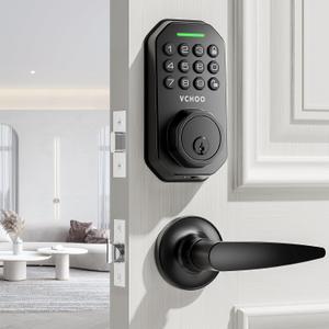 Keyless Entry Door Lock Deadbolt with Handle Set Smart Locks for Front Door with Lever Handles Auto Locking, Anti-Peeping Password & Easy Installation for Homes Hotel Bedroom Doors IP54 (Black)