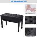 Adjustable Duet Piano Bench with Storage, Heavy Duty Double Piano Benches with Leather Cushion, Black Piano Bench for Adults, 13.8" D x 31.5" W x 19.3" H