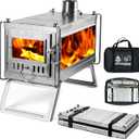 OneTigris WHALE SONG Tent Stoves, Titanium Wood Burning Stove Backpacking Lightweight Camping Portable Foldable for Outdoor Hiking Picnic BBQ