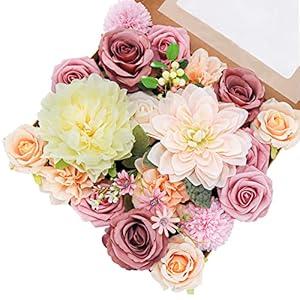 AUSOGO Artificial Flowers Rose Combo 23pcs Silk Mix Daisy Fake Flowers with Stem for DIY Wedding Arch Bouquets Baby