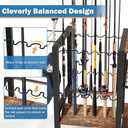 3-Tier Fishing Rod Holder, Garage Fishing Rod Rack, Fishing Rod Organizer for 12 Rods, Space Saving Fishing Pole Storage System for Garage Boat RV Basement, with Wheels Hooks and Storage Bag