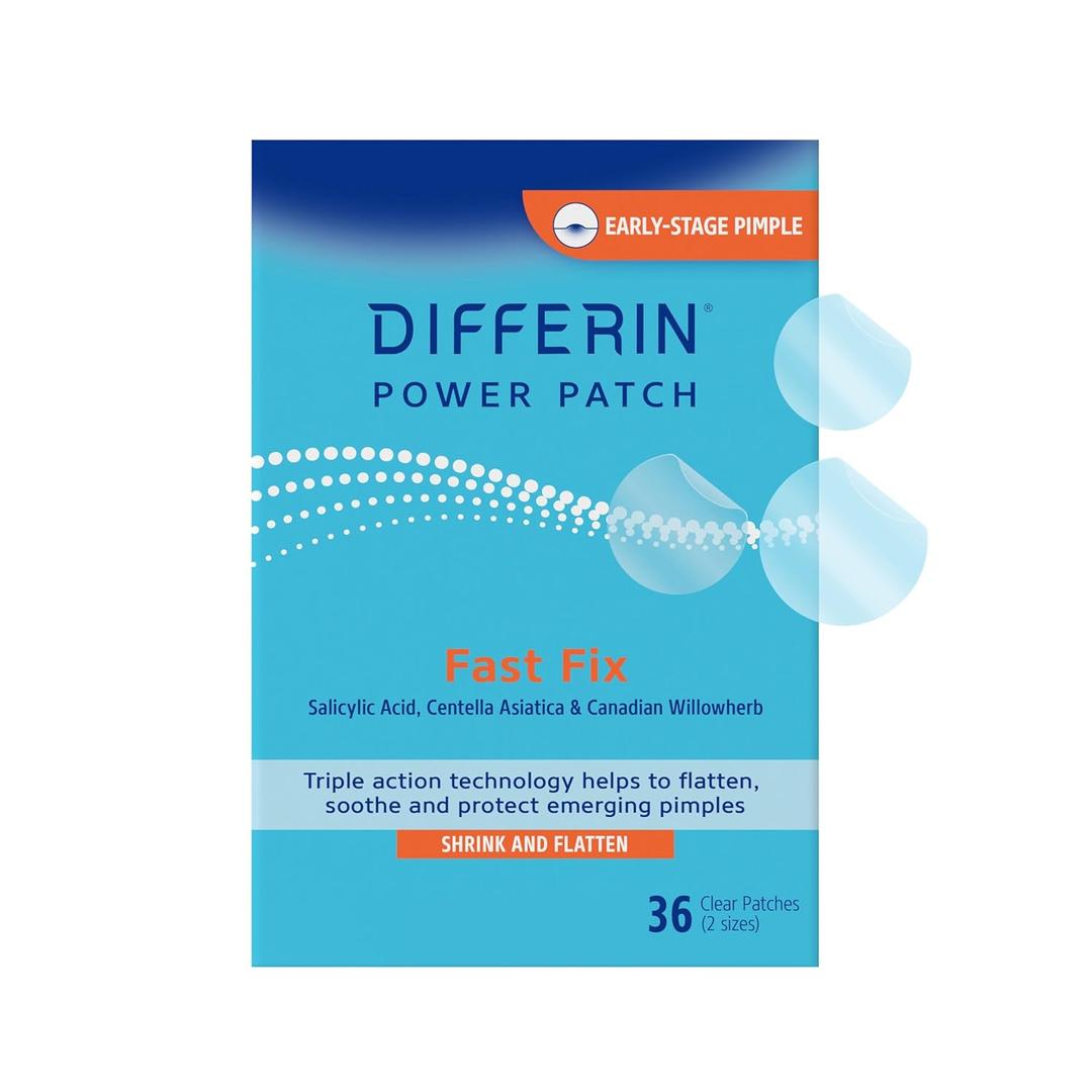 Differin Acne Patches, Pimple Patches for Acne Prone Skin, Formulated with Salicylic Acid and Centella, Fast Triple Action Power Patch for Day & Night, Dermatologist Tested, 24 Count