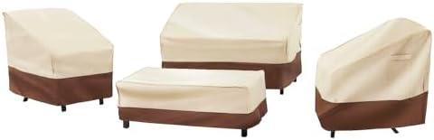 loriano Patio Furniture Cover Set, 4 Piece Outdoor Furniture Cover Waterproof, 600D Heavy Duty Lawn Patio Set Covers