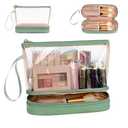 Ethereal Clear Makeup Bag, Green TSA Approved Toiletry Bag with Brushes Compartment Small Travel Make up Bags for Women