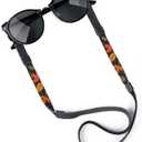 Beaded Glasses Strap - Handmade Multi-Colored Beaded Sunglasses Strap - Cute & Sturdy Eye Glasses Holders Around Neck (Autumn Black)