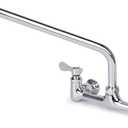 Wall Mount Kitchen Faucet 8" Center Commercial Sink Faucet with 14" Swivel Spout Dual Handles Brass Utility Sink Faucet for Laundry Room Restaurant Polish Chrome