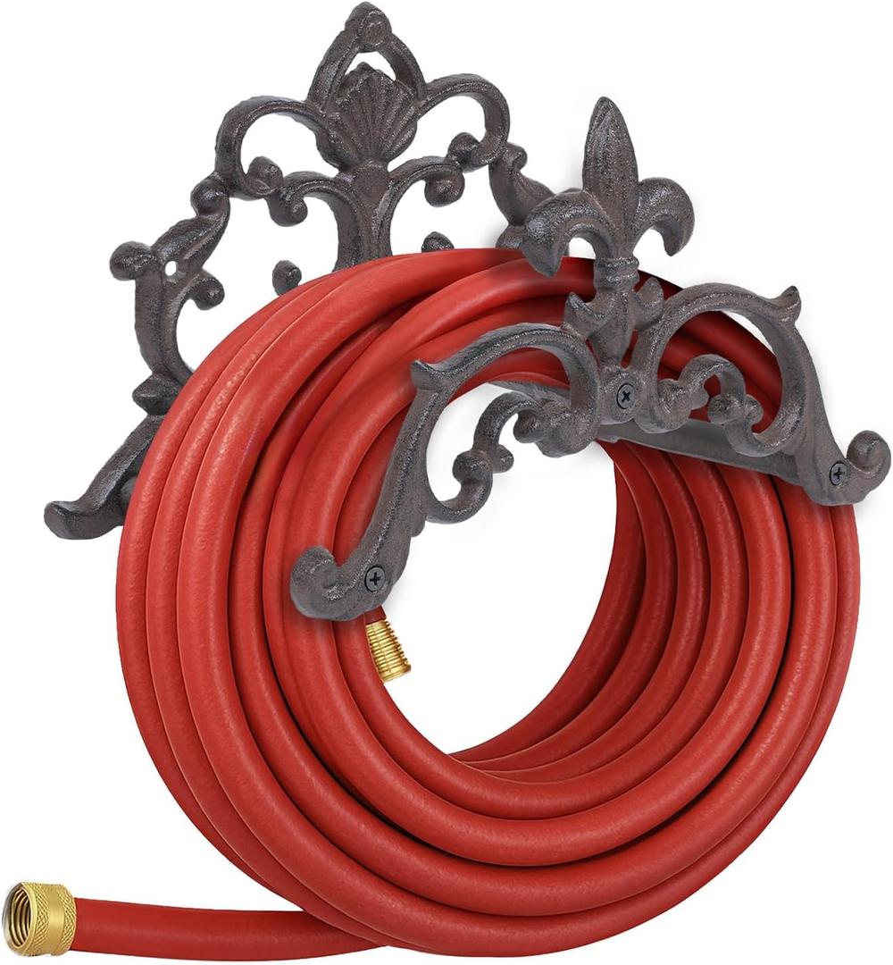 Cast Iron Garden Hose Holder, Sturday Wall Mount Hose Storage (Brown)