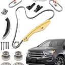 90738S Timing Chain Kit 3.5 3.7 L, Compatible with 2011-2019 Ford F-150 / Edge / Explorer / Taurus / Transit, Lincoln MKX, w/ VVT Cam Phaser, Water Pump, Replace#AT4Z6L266B, AT4Z-6C525-B, AT4Z-6256-B