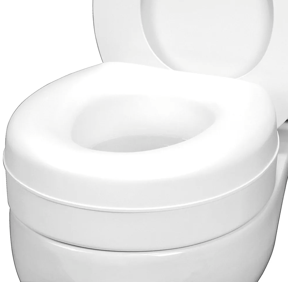 HealthSmart Enhanced Comfort 5" Raised (Round) Toilet Seat Risers for Seniors 5 Slip Resistant Pads FSA/HSA Eligible Padded Toilet Seat Elevation 15.7 x 15.2 x 6.1