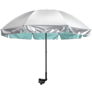 G4Free UPF 50+ Universal Clamp On Umbrella Adjustable Outdoor UV Protection Beach Chair Umbrella for Strollers, Wheelchairs, Patio Chairs, and Golf Carts (Lake Blue)