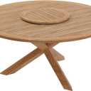 Modway Wellspring Outdoor Patio Round Teak Wood 63" Dining Table in Natural, Unspecified