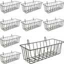 10 PCS Wire Baskets Wall Grid Panel Hanging Wire Basket Hanging Wall Baskets No Drilling Wall Hanging Baskets Grid Wall Storage Basket for Kitchen Bathroom Home Decor Supplies, Black