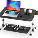 Slendor Laptop Desk Adjustable Laptop Stand Foldable Bed Table Portable Lap Desk Folding Notebook Stand Reading and Writing Holder Breakfast Tray with Drawer and Cooling Fan for Bed Couch Sofa Floor (Large, Black)