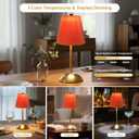 Set of 2 Orange LED Lamp, Small Cordless Lamps Rechargeable, 3 Color Temperatures & Stepless Dimming, Mini Wireless Lamp for Nightstand, Patio Table Lamp Outdoor Battery Operated (Tangerine)