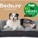 Bedsure SupportMax XL Orthopedic Dog Beds Large Sized Dog - Extra Thick Supportive Dogs Couch with Waterproof Washable Cover, Extra Large Comfort Pet Sofa with Soft Sherpa & Nonskid Bottom, Grey, 42"