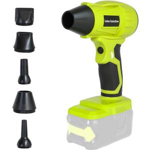 2025 Cordless Leaf Blower Brushless for Ryobi 18V Li-ion Battery, Variable Speed Mini Leaf Blower Handheld Electric with 5 Attachments for Small Areas Precision Cleaning (No Battery)