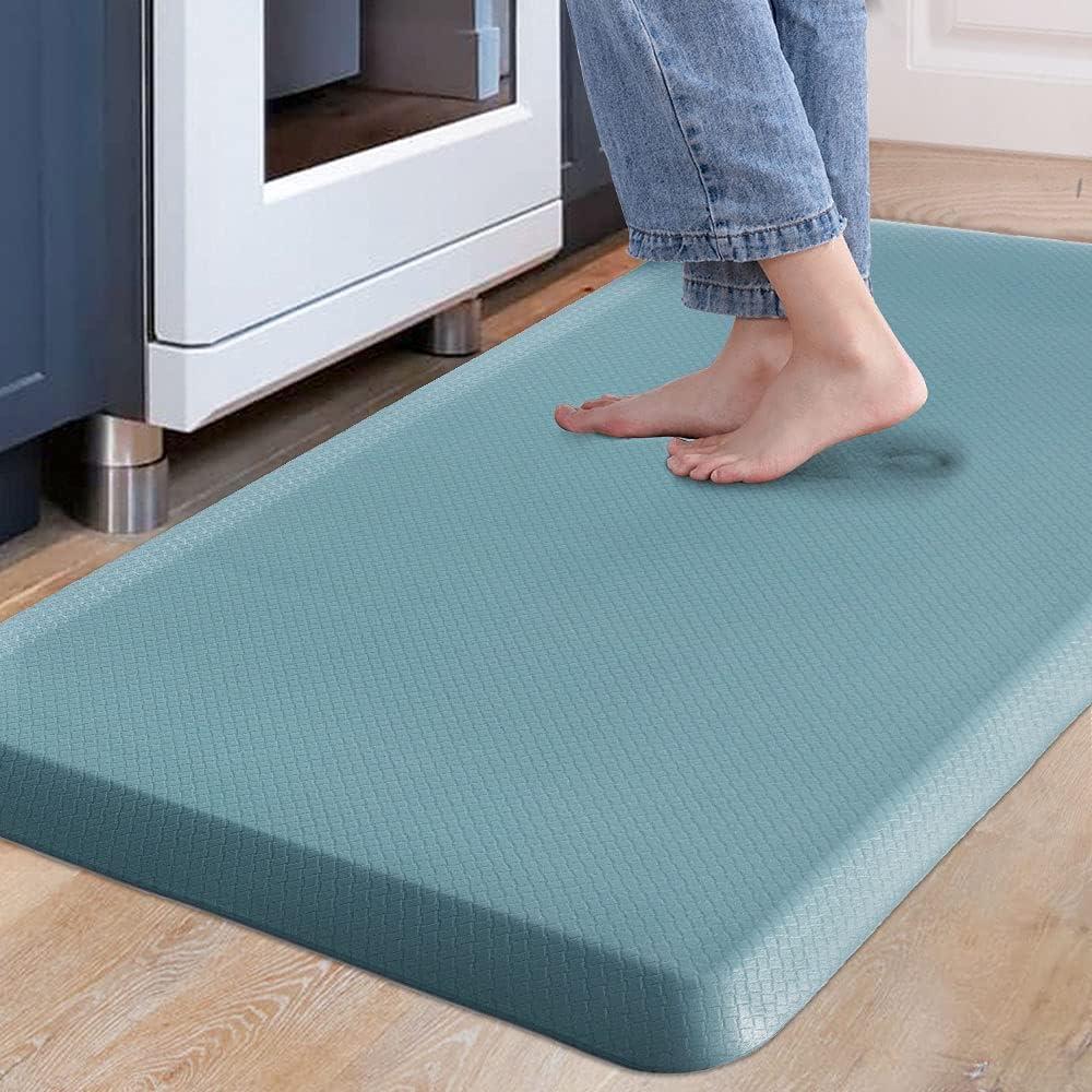 Carvapet Anti-Fatigue Floor Mat Cushioned Kitchen Comfort Mat Waterproof Non-Slip Standing Desk Mats and Rugs Heavy Duty PVC Ergonomic Foam Mat for Home Kitchen Office Laundry, Teal, 17.3"x39"