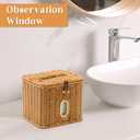 Facial Clean Skin Club Face Towels Holder for Bathroom, Plastic Rattan Disposable Face Towel Holder, Farmhouse Style for 50 XL Face Towels Box Basket with Lid, Light Brown