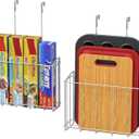 Simple Houseware Over the Cabinet Door Organizer Holder 2 Pack 13.5" Wx4.25 Dx18.5 H and 12.5" Wx3.6 Dx18.5 H Silver